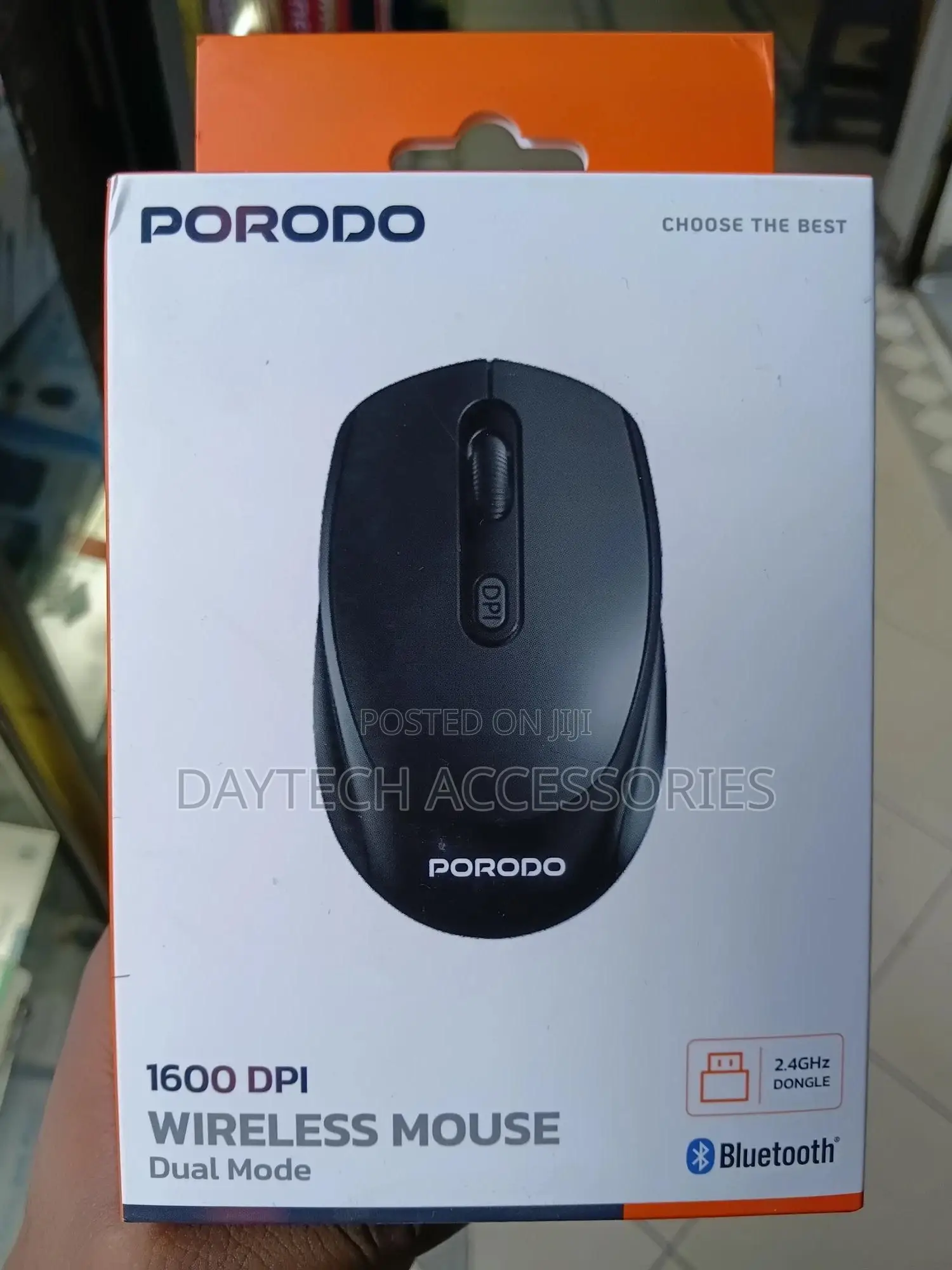 Porodo 1600 Dpi Wireless Mouse Dual Mode - Black