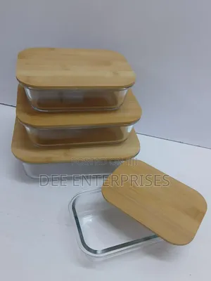 4 in 1 Snack Storage Box Set Wooden Top Lid