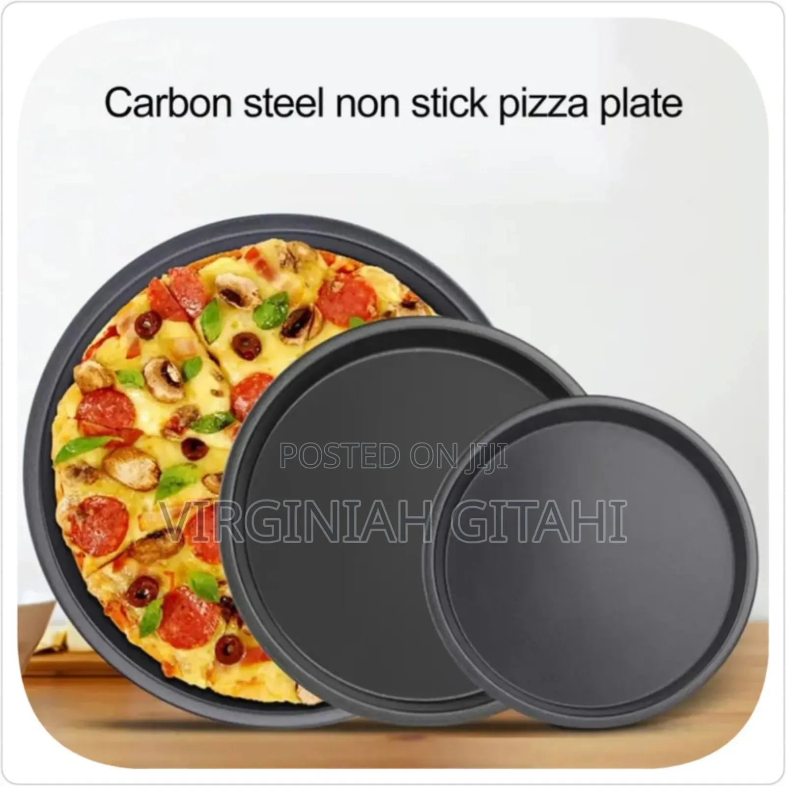 Black*3pcs Pizza Pans Set *Carbon Steel Non Stick Material*