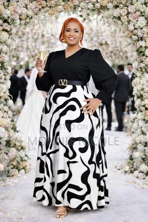 Elegant Black -white Maxi Dress - main view