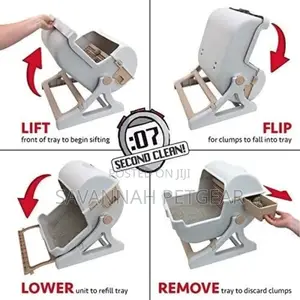Semi-Automatic Tipping Cat Litter Box for Cat Litter (Beige Colour)