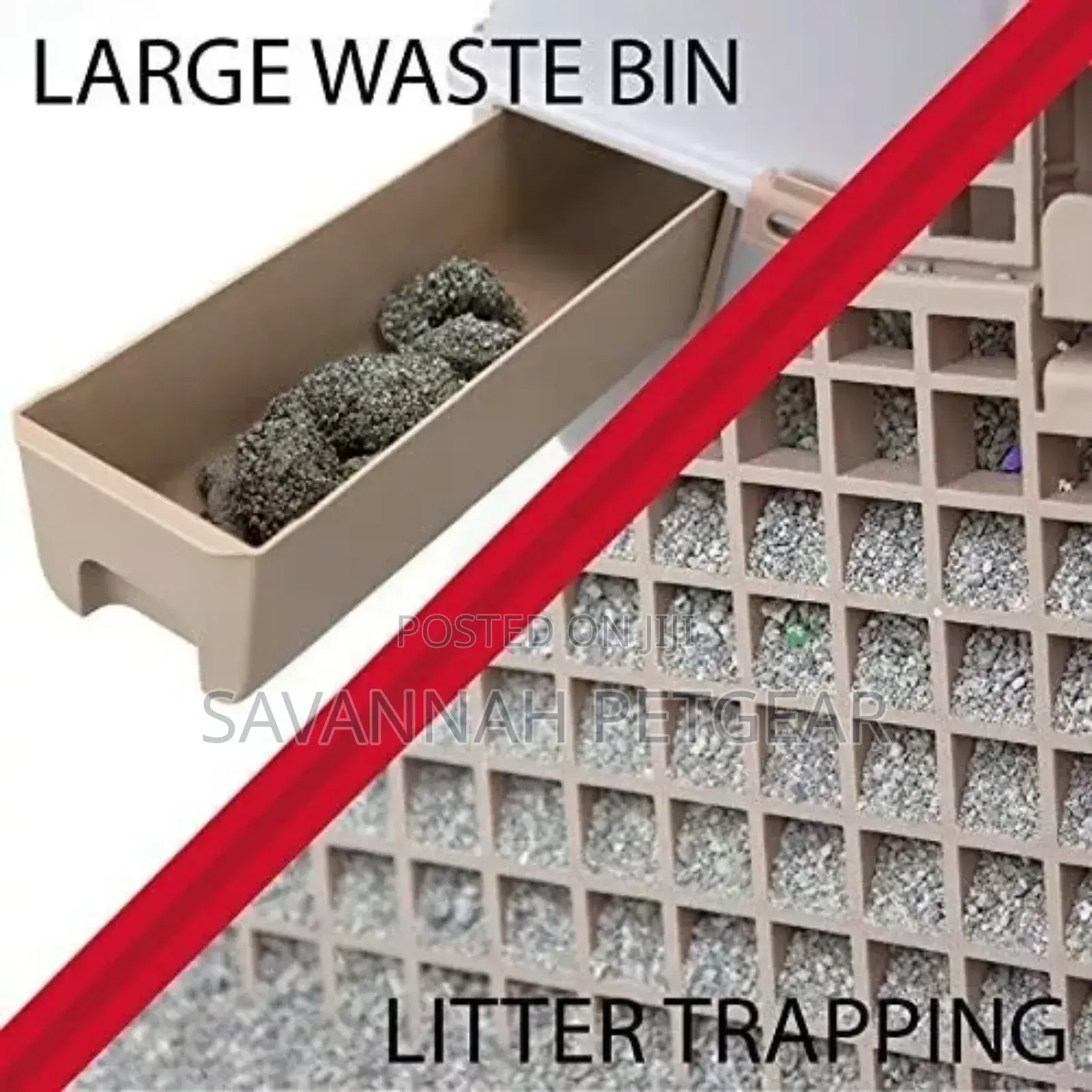 Semi-Automatic Tipping Cat Litter Box for Cat Litter (Beige Colour)