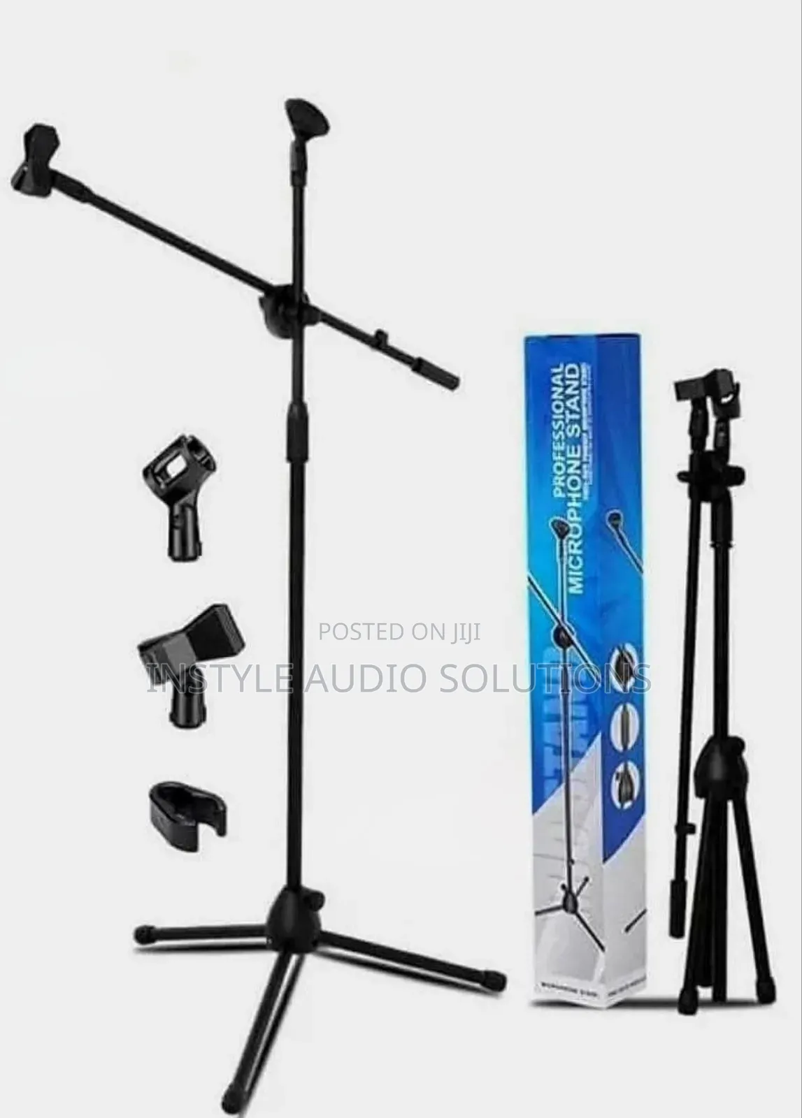 Professional Adjustable Metallic Microphone Triple Stand