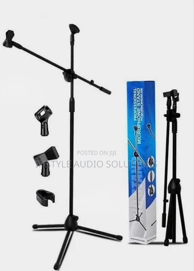Professional Adjustable Metallic Microphone Triple Stand