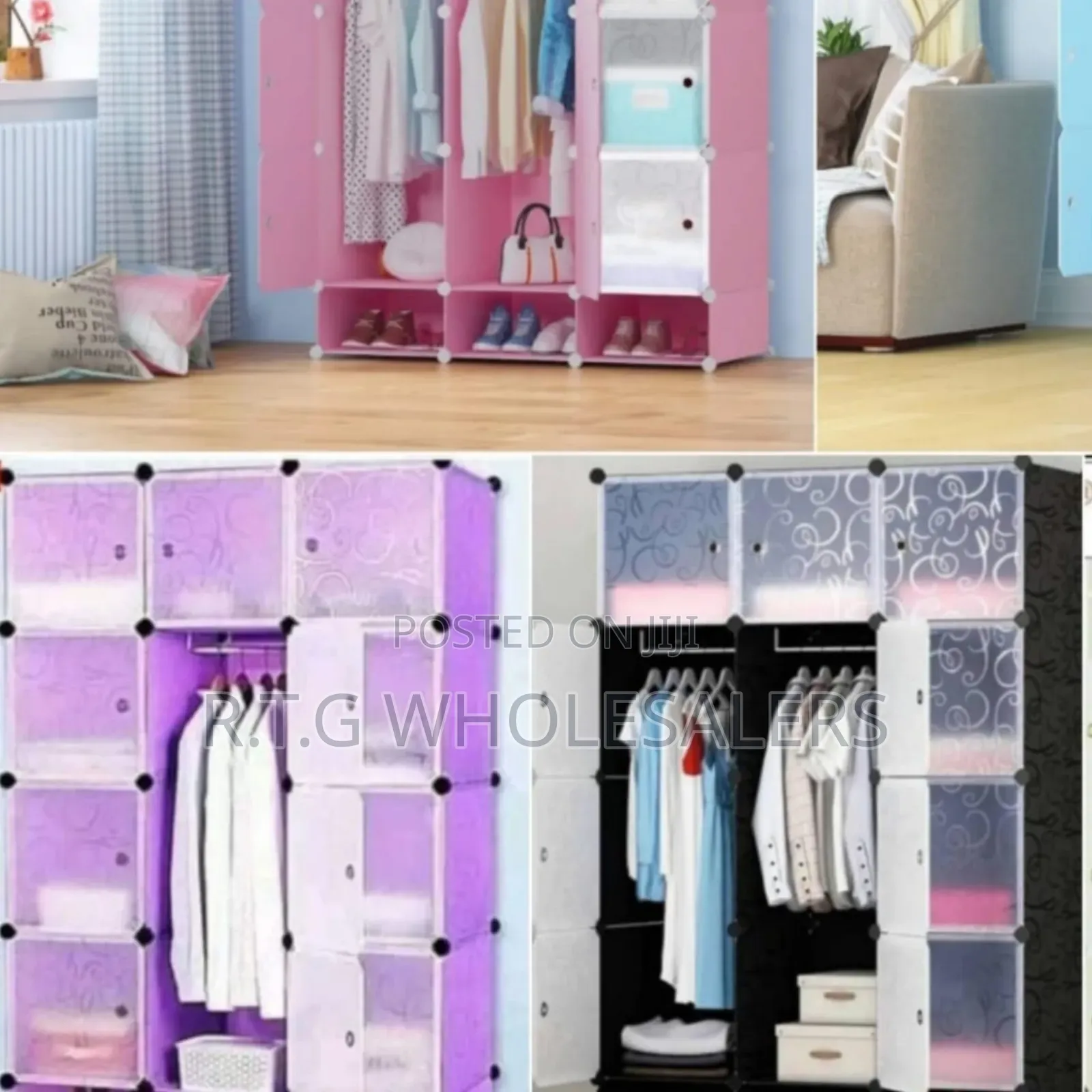 3‐Column Portable Plastic Wardrobe in Various Colours – Easy Assemble