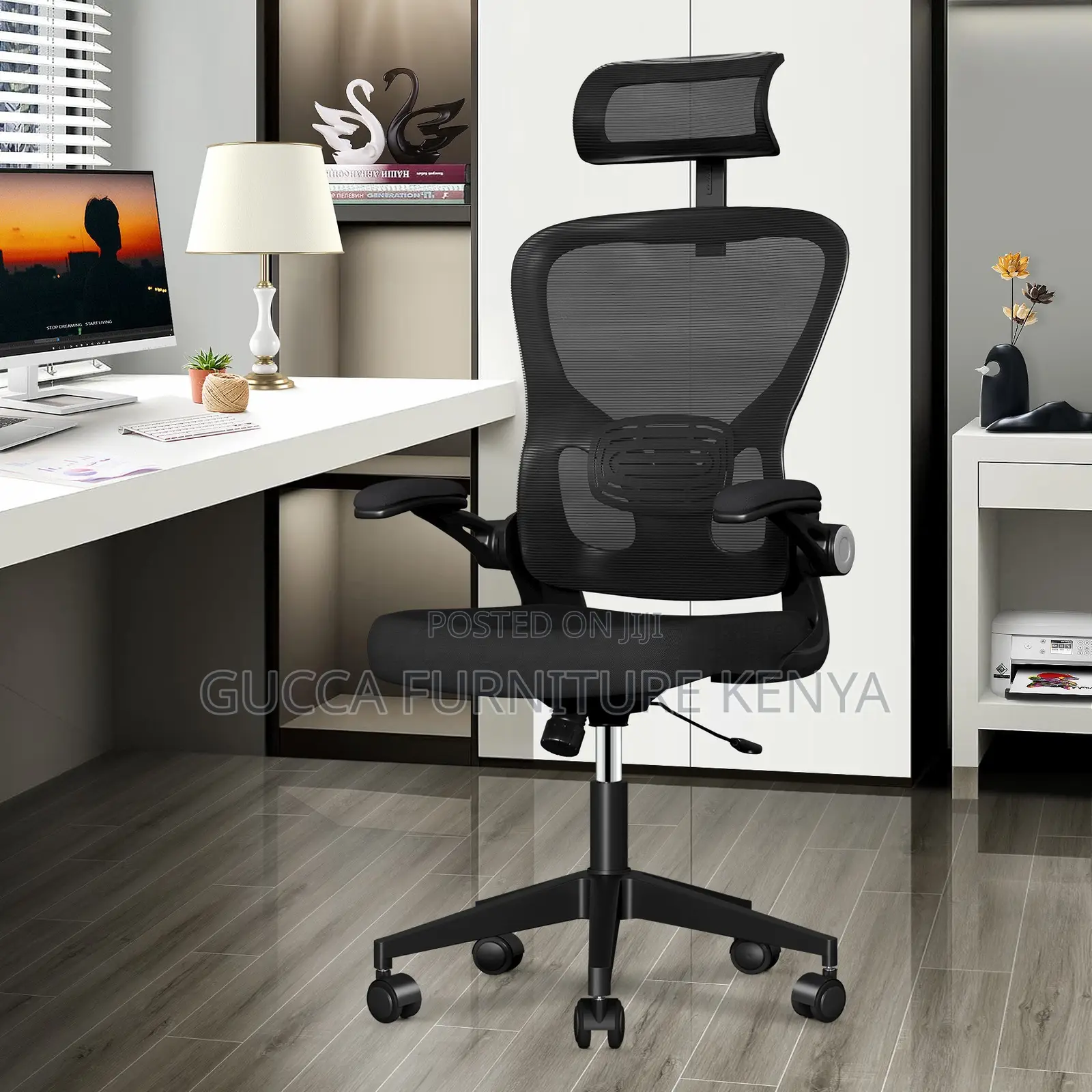 Ergonomic Mesh Office Seat With Flip Arms