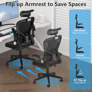 Ergonomic Mesh Office Seat With Flip Arms