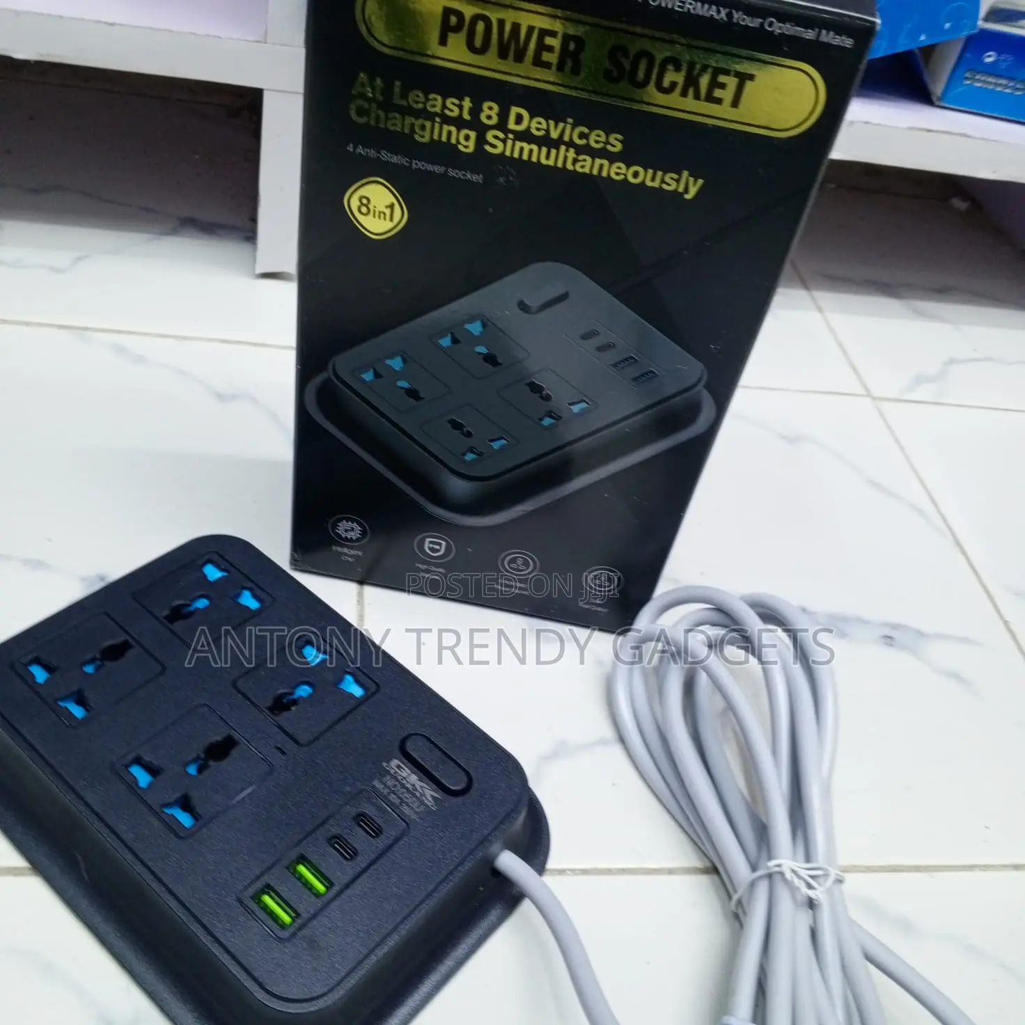 Powermax 8-in-1 Anti-static Power Extension Socket 3m