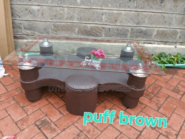 Puff Brown Glass Coffee Table - main view