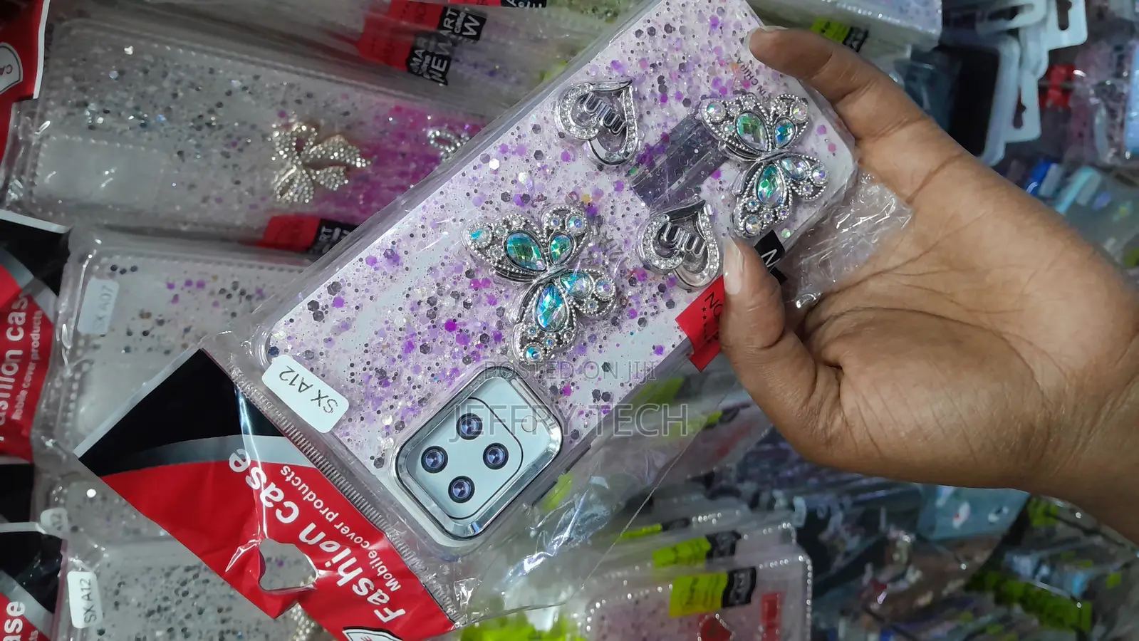 B-Wishy for Samsung Galaxy A12 5g Case, Glitter Crystal Butterfly