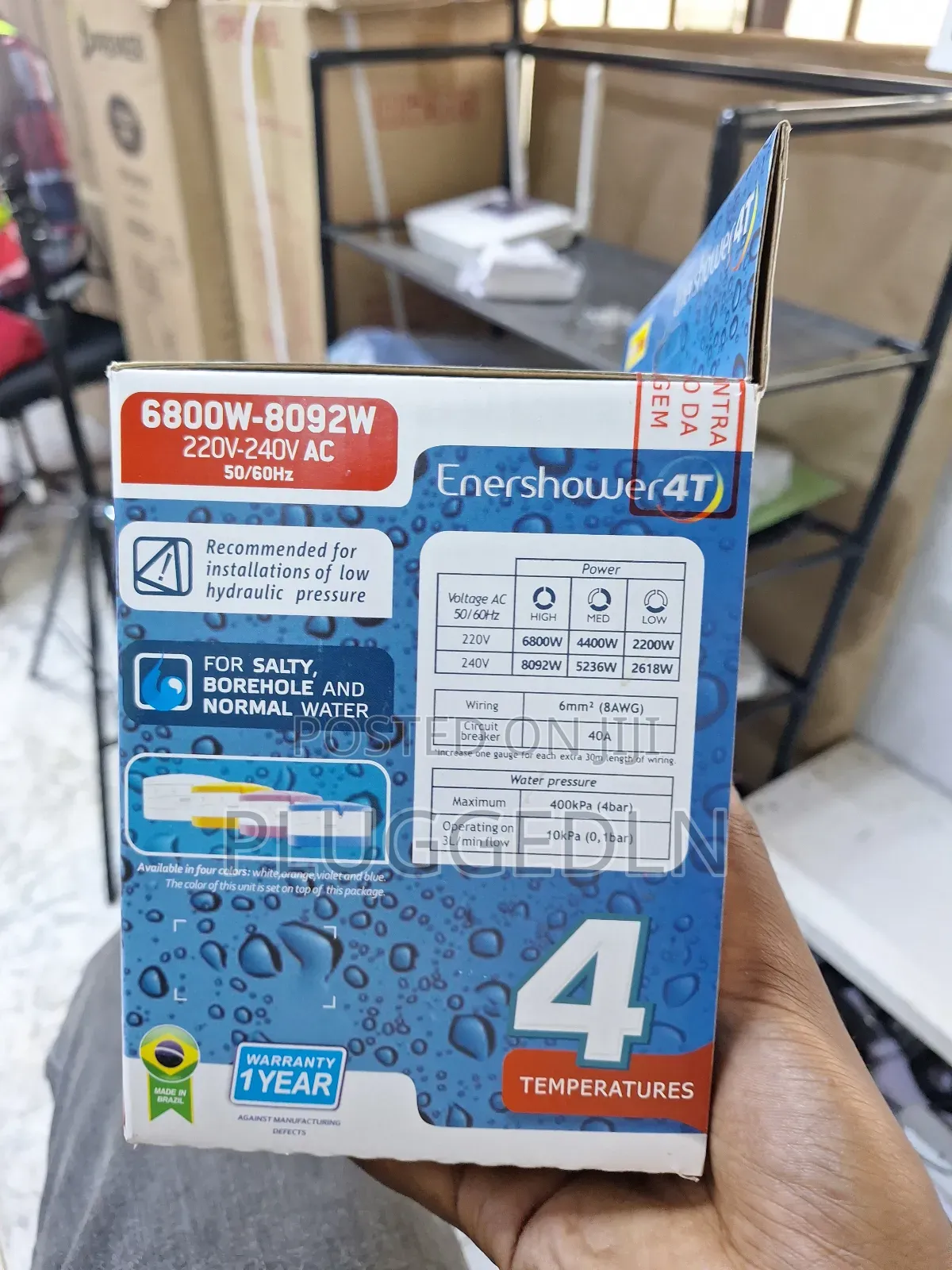Enerbras Enershower 4t Instant Shower Water Heater.