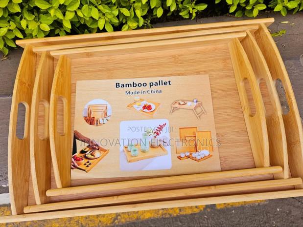 3 Pieces High Quality Handle Heavy Bamboo Serving