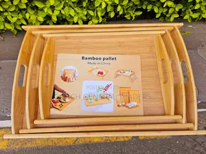 3 Pieces High Quality  Handle Heavy Bamboo Serving Plate