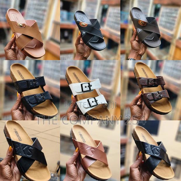 Quality Leather Casual Men Open Slide Shoes