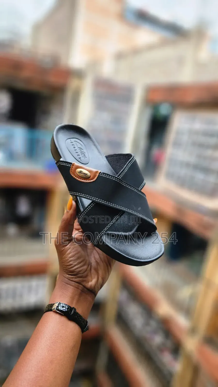 Quality Leather Casual Men Open Slide Shoes
