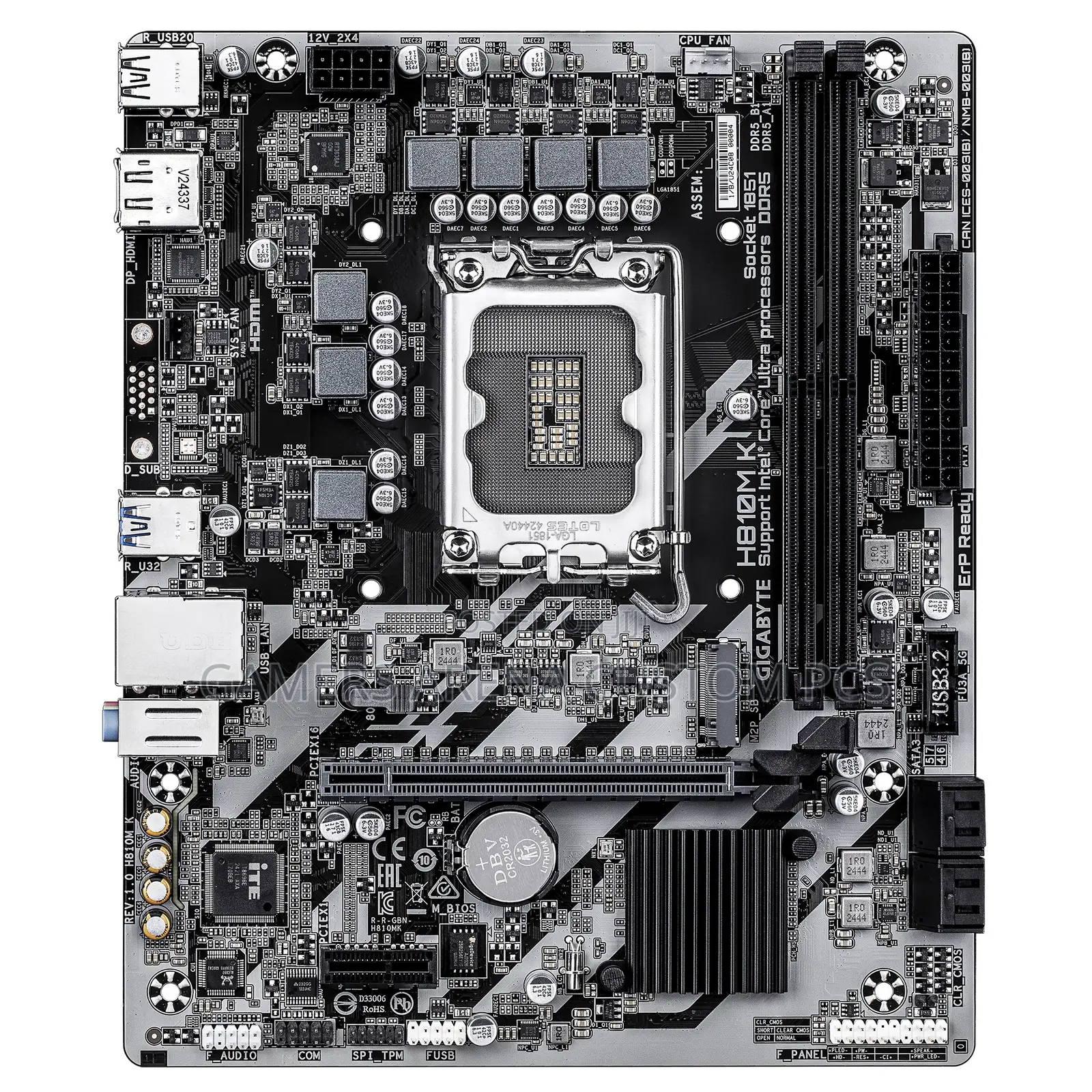 Gigabyte H810m K Lga 1851 M-Atx Intel Motherboard Core Ultra Cpu