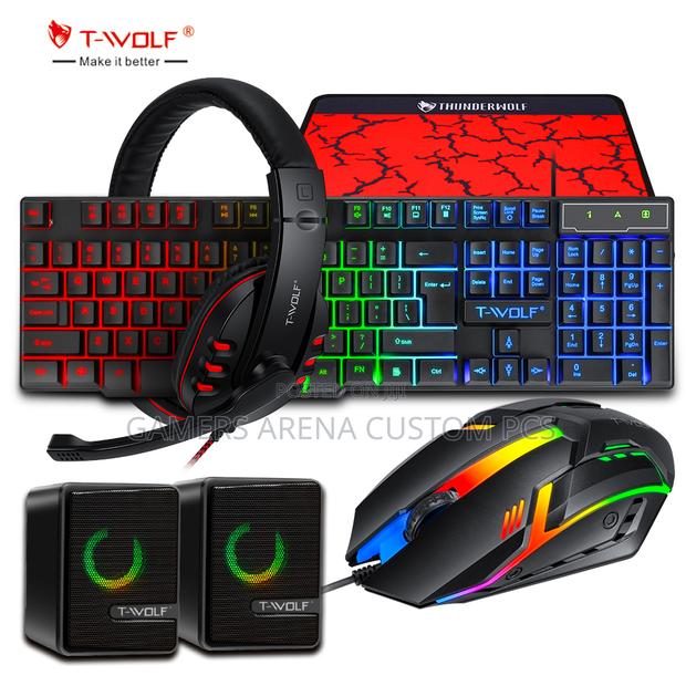 T-Wolf Tf850 RGB Gaming Keyboard Combo Set ,Mouse,Headset, Speakers