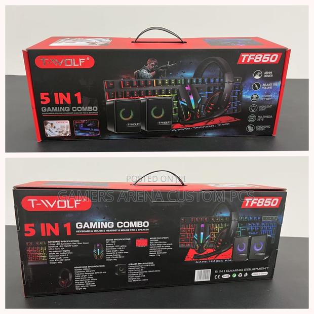 T-Wolf Tf850 RGB Gaming Keyboard Combo Set ,Mouse,Headset, Speakers - thumbnail 2