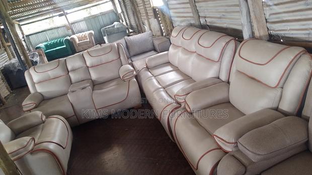 Semi Recliner Cream White 7 Seater - main view