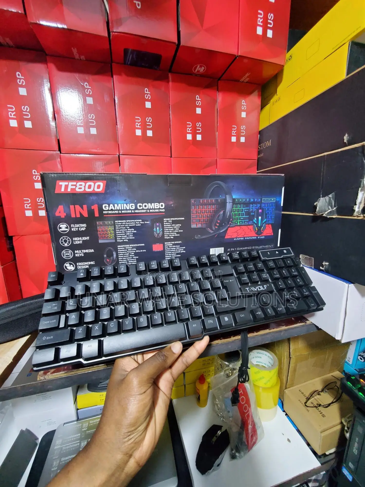 Gaming Set Backlit Keyboard, Mouse,Headset and Mouse Pad