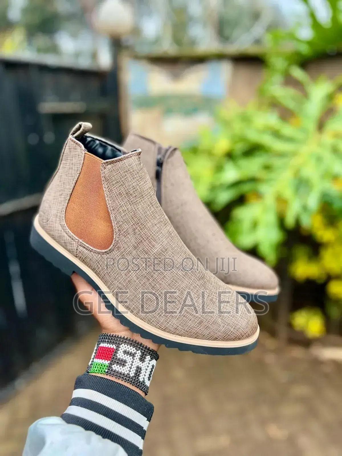Men Chelsea Boots, Checked Boots