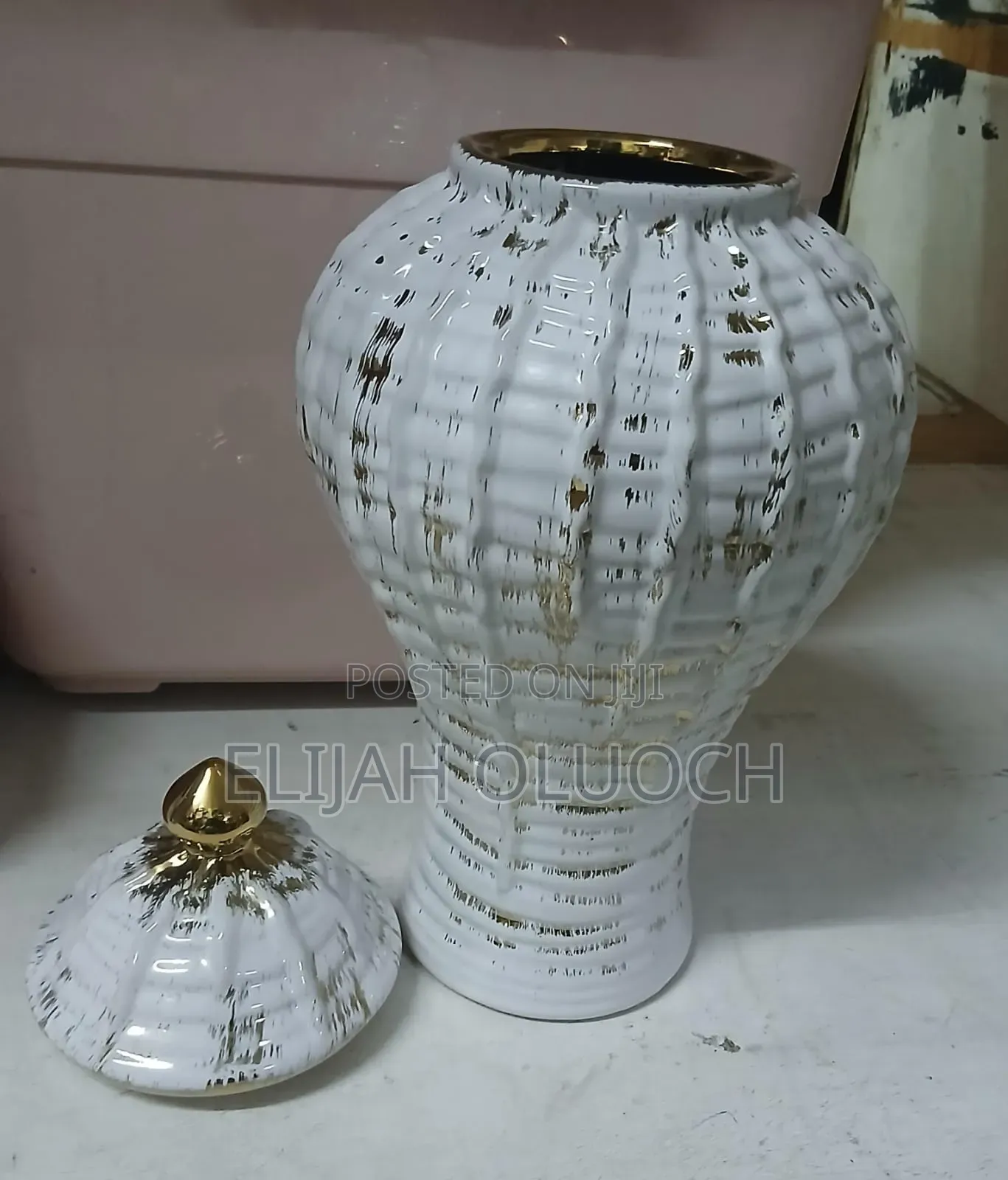 Ceremic Gold-plated White Vase-ginger Now Available