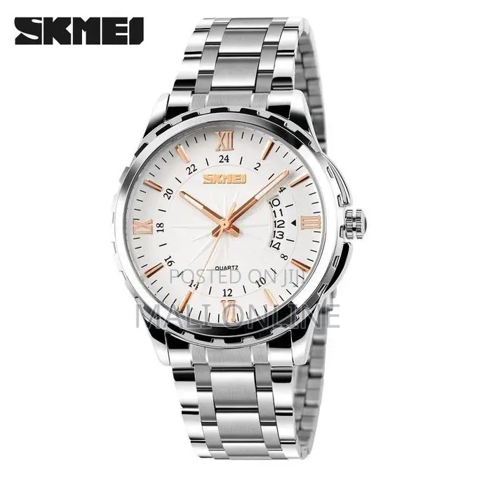 Skmei 9069 Men’S Quartz Analog Watch Stainless Steel Strap Luxury