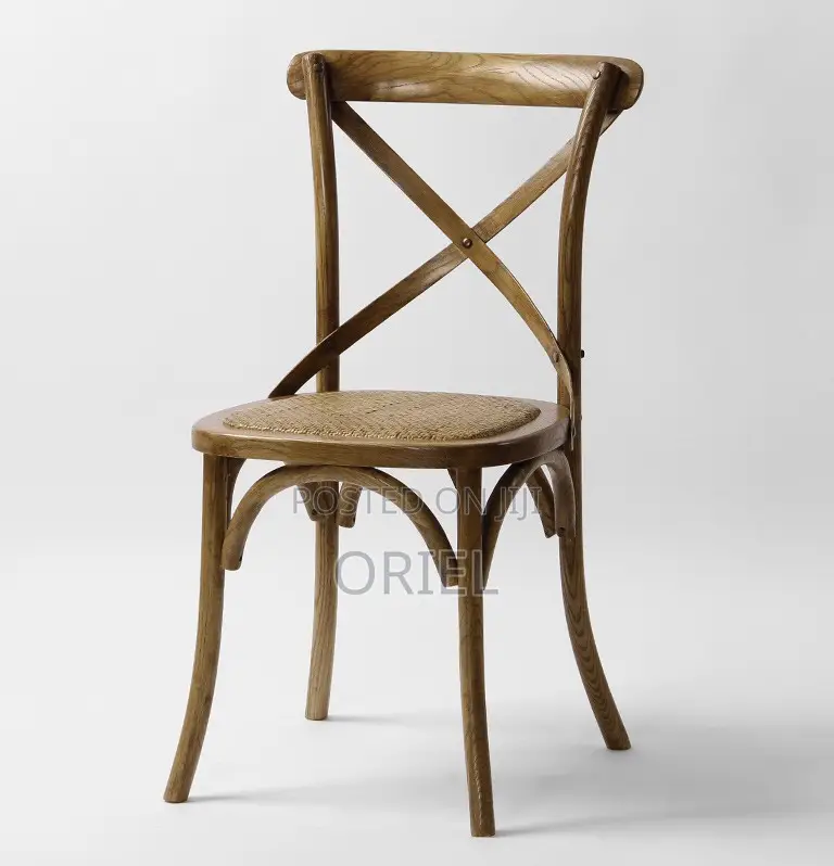 Dining Chairs; Rustic Wooden Cross-Back Kitchen Chair