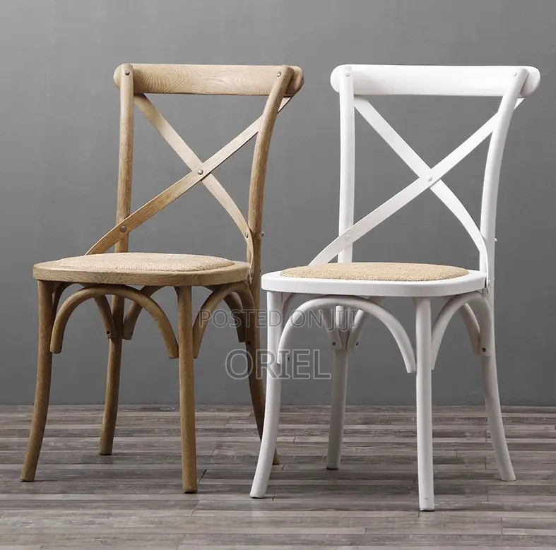 Dining Chairs; Rustic Wooden Cross-Back Kitchen Chair