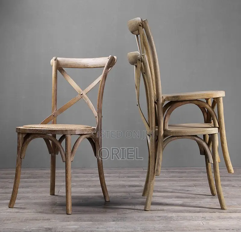 Dining Chairs; Rustic Wooden Cross-Back Kitchen Chair