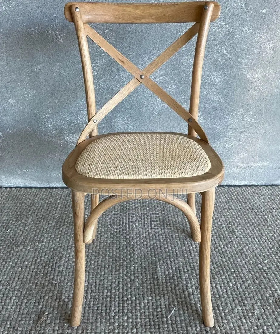 Dining Chairs; Rustic Wooden Cross-Back Kitchen Chair
