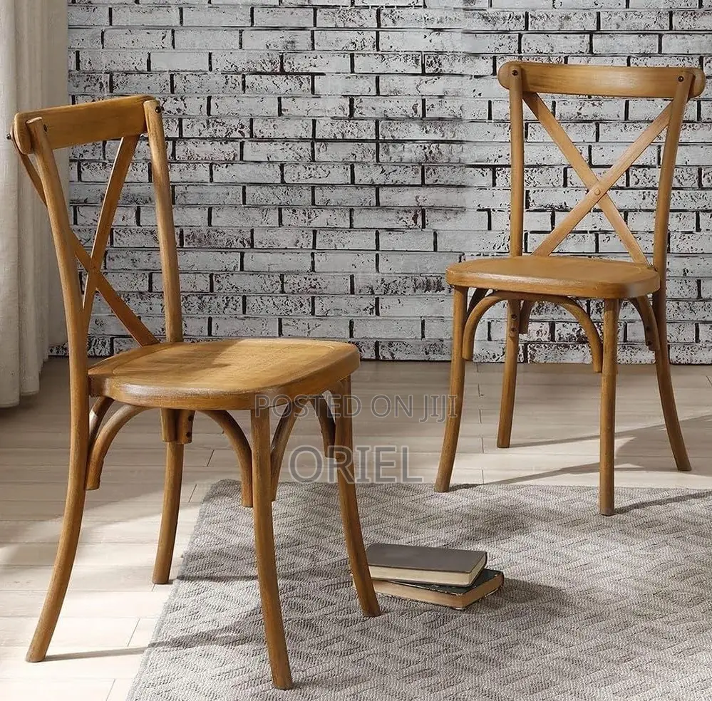 Dining Chairs; Rustic Wooden Cross-Back Kitchen Chair
