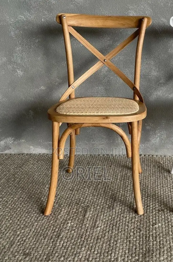Dining Chairs; Rustic Wooden Cross-Back Kitchen Chair