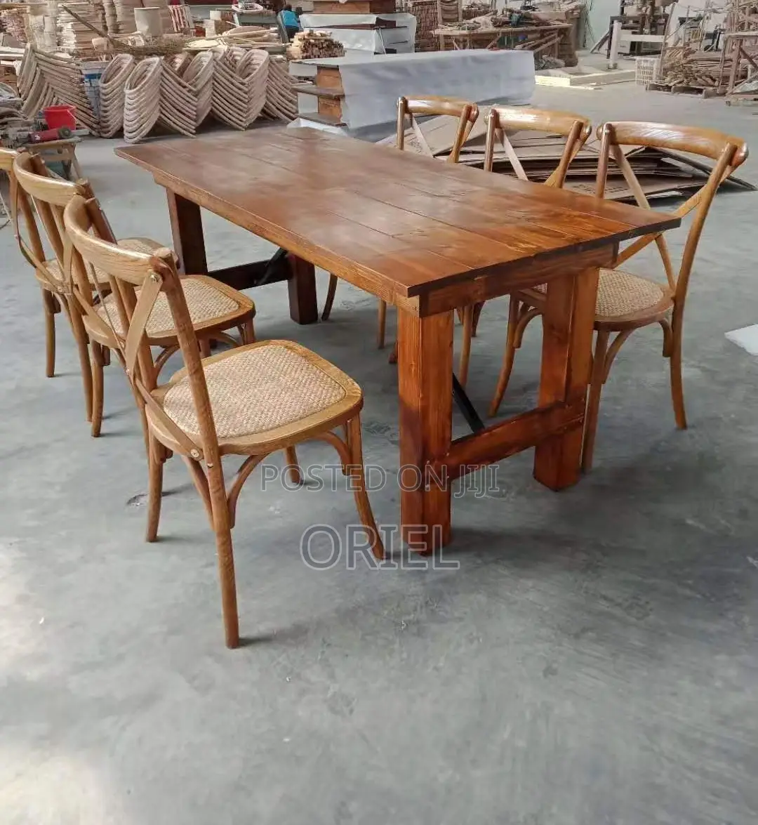 Dining Chairs; Rustic Wooden Cross-Back Kitchen Chair