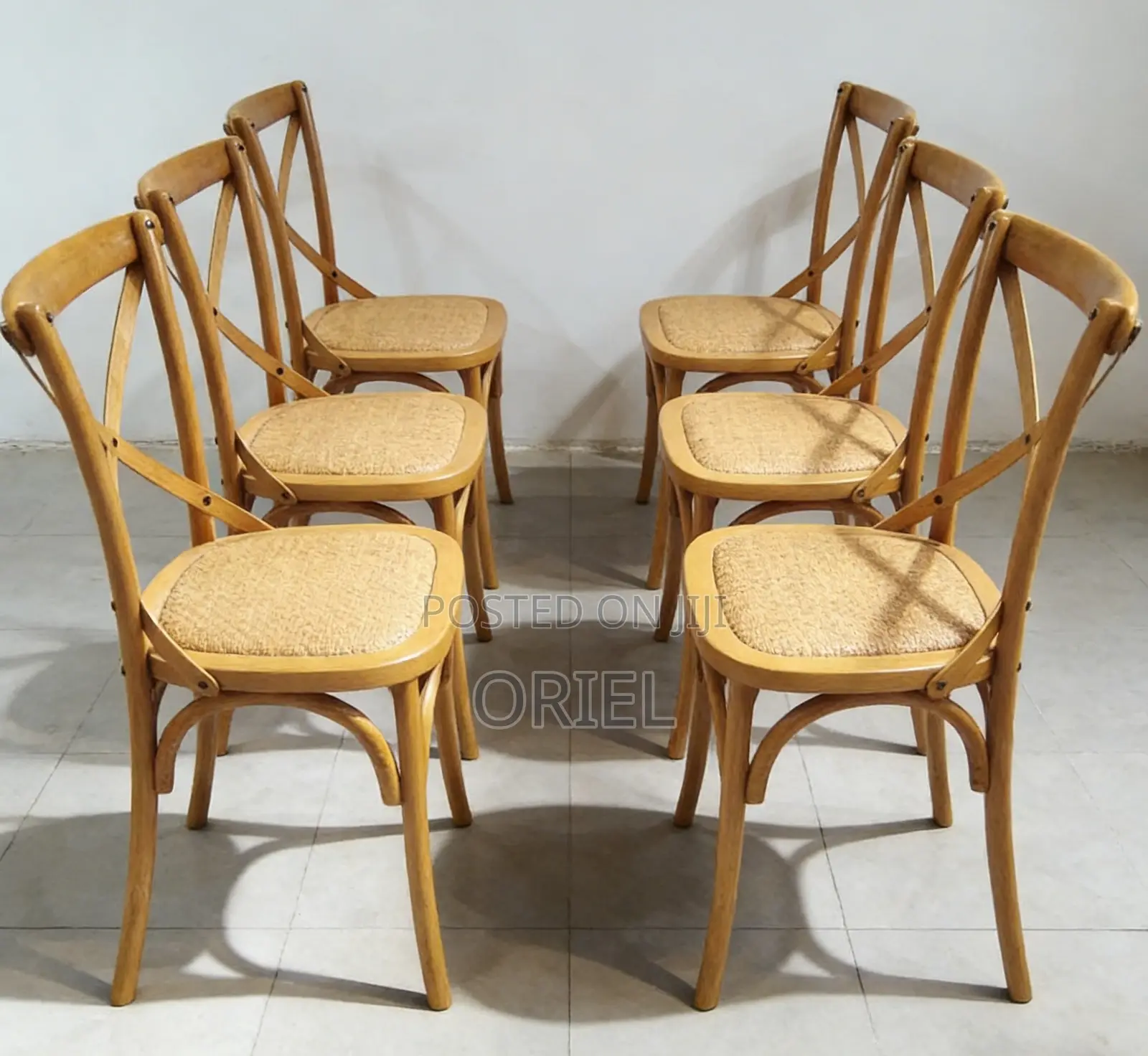 Dining Chairs; Rustic Wooden Cross-Back Kitchen Chair