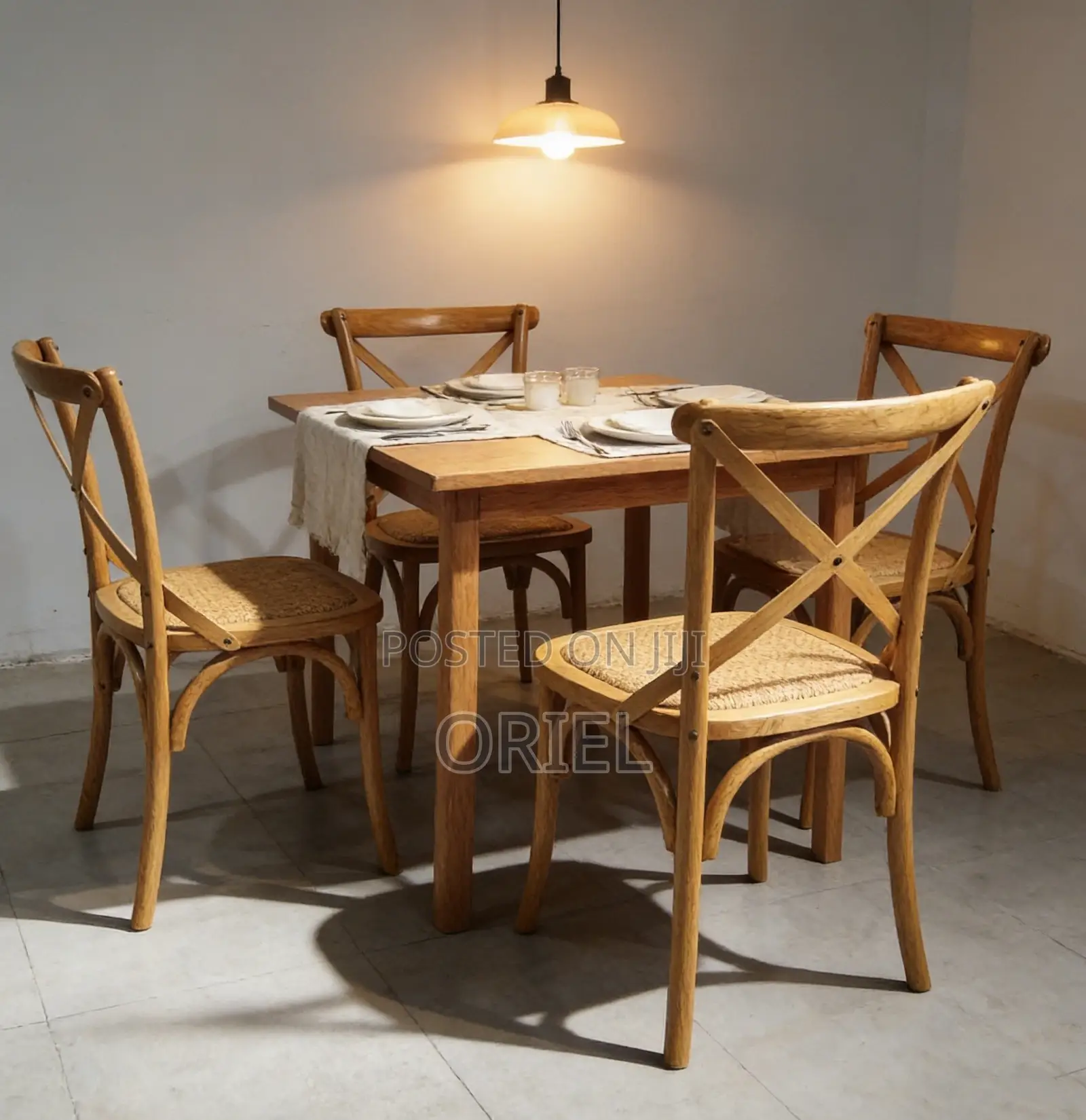 Dining Chairs; Rustic Wooden Cross-Back Kitchen Chair