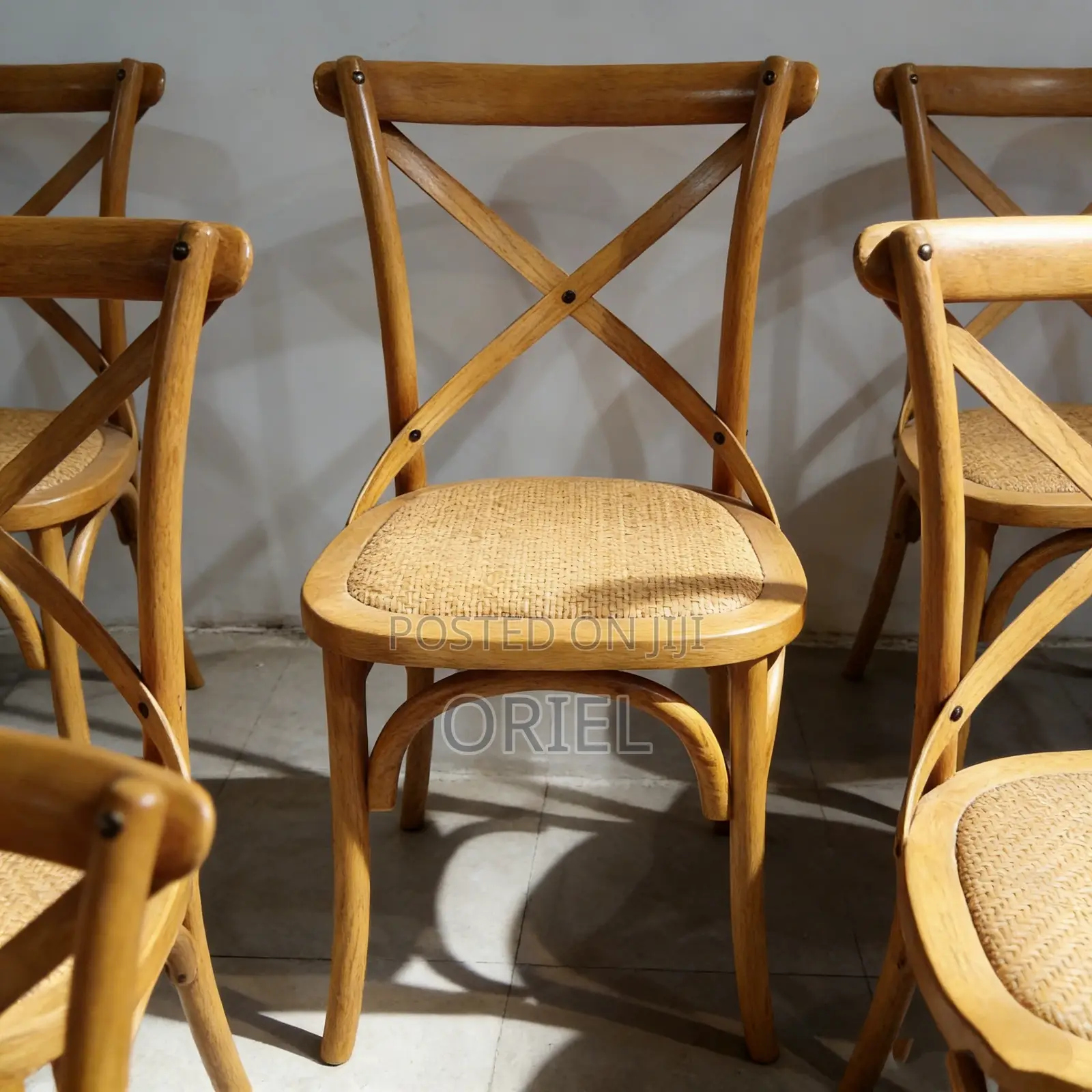 Dining Chairs; Rustic Wooden Cross-Back Kitchen Chair