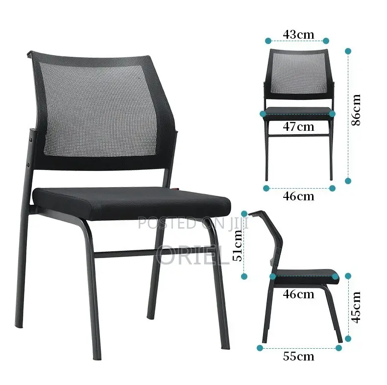Office Guest's Chair; Breathable Fabric Armless Visitor Seat