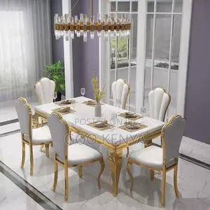 Home Dining Set; 6-seater Marble Dining Table Set – Modern Design
