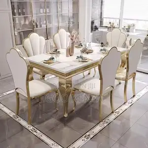 Home Dining Set; 6-seater Marble Dining Table Set – Modern Design
