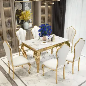 Home Dining Set; 6-seater Marble Dining Table Set – Modern Design