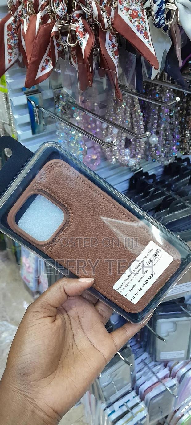 Belemay Compatible With iPhone 16 Pro Max Leather Pu Back Case-Brown - thumbnail 3