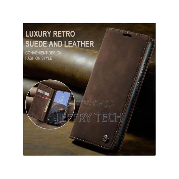 Infinix Hot 60i Retro Flip Wallet Suede Leather Cover Case, All-Round