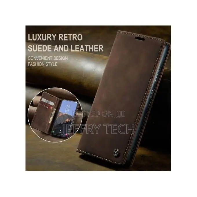Infinix Hot 60i Retro Flip Wallet Suede Leather Cover Case, All-Round
