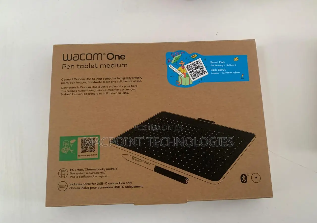 Wacom One Creative Pen Tablet Medium -Ctc6110wlw1b With Free Softwares