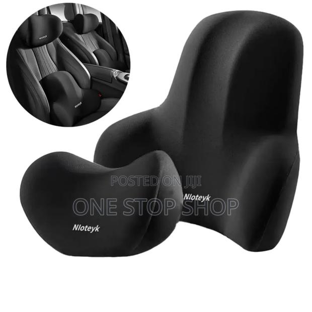 2pcs Car Headrest And Lumbar Support Cushion