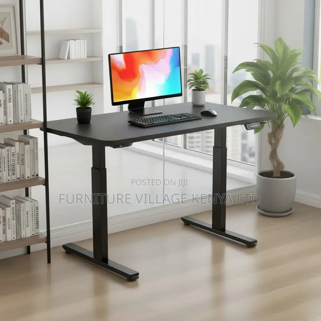Office Desk; Black Electric Adjustable Home/Office Table