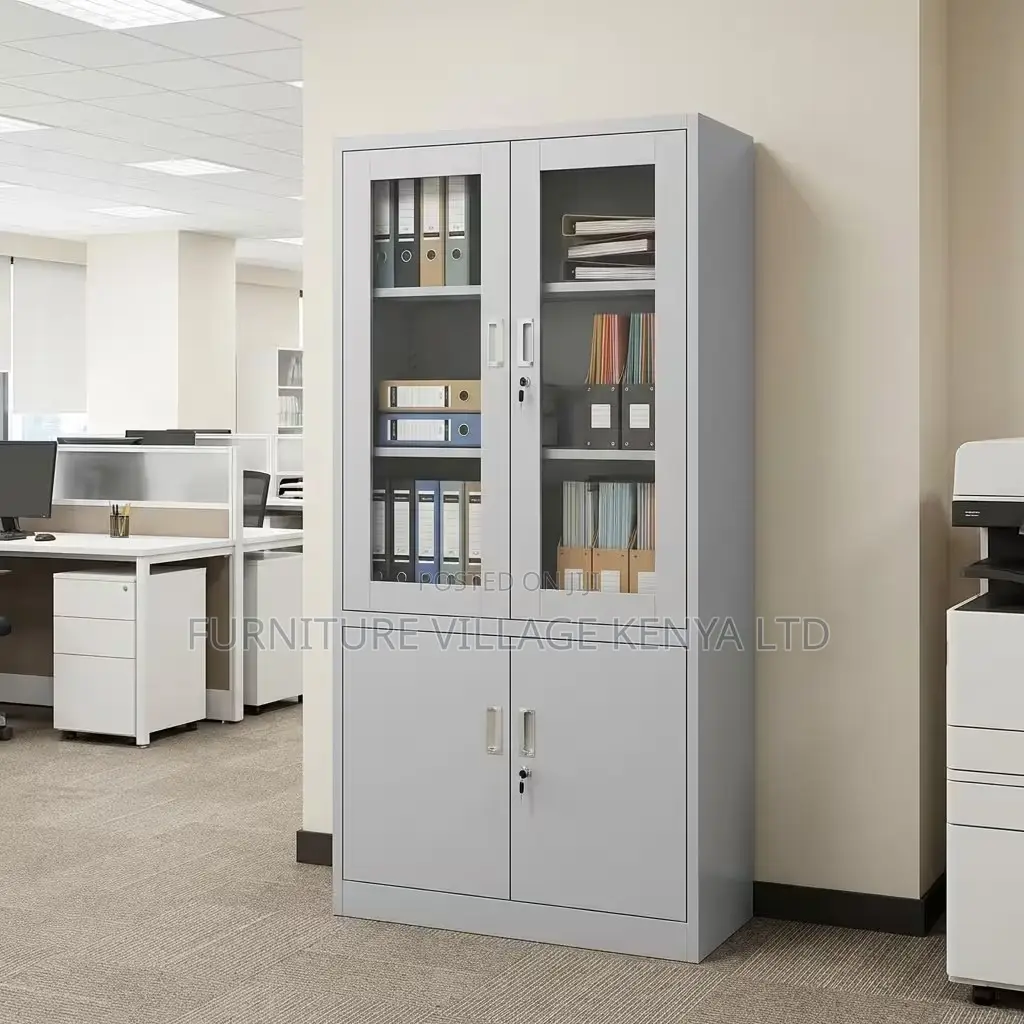 Office Cabinet; 2-door Half Glass Filing Office Cabinet