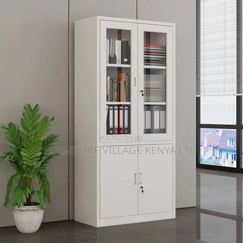 Office Cabinet; 2-door Half Glass Filing Office Cabinet