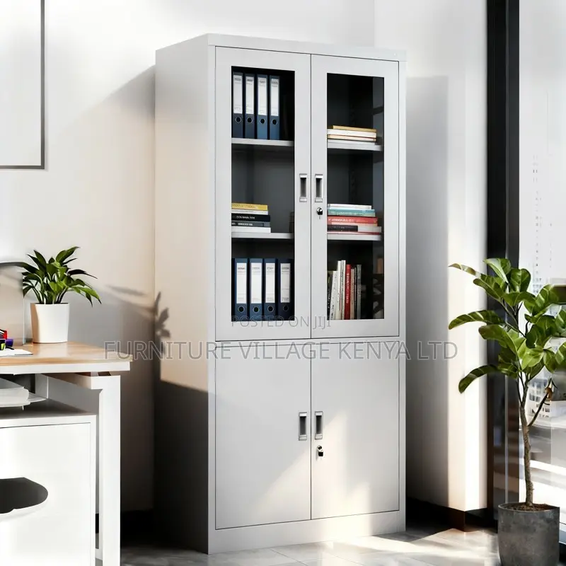 Office Cabinet; 2-door Half Glass Filing Office Cabinet